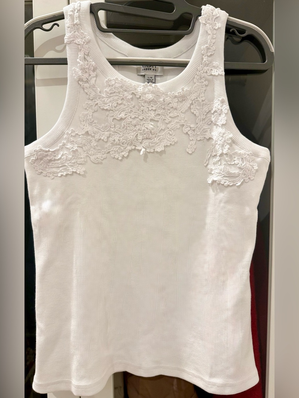 EDIT Jason Wu Floral Lace Appliqué Ribbed Tank Top Size L - Brand New
